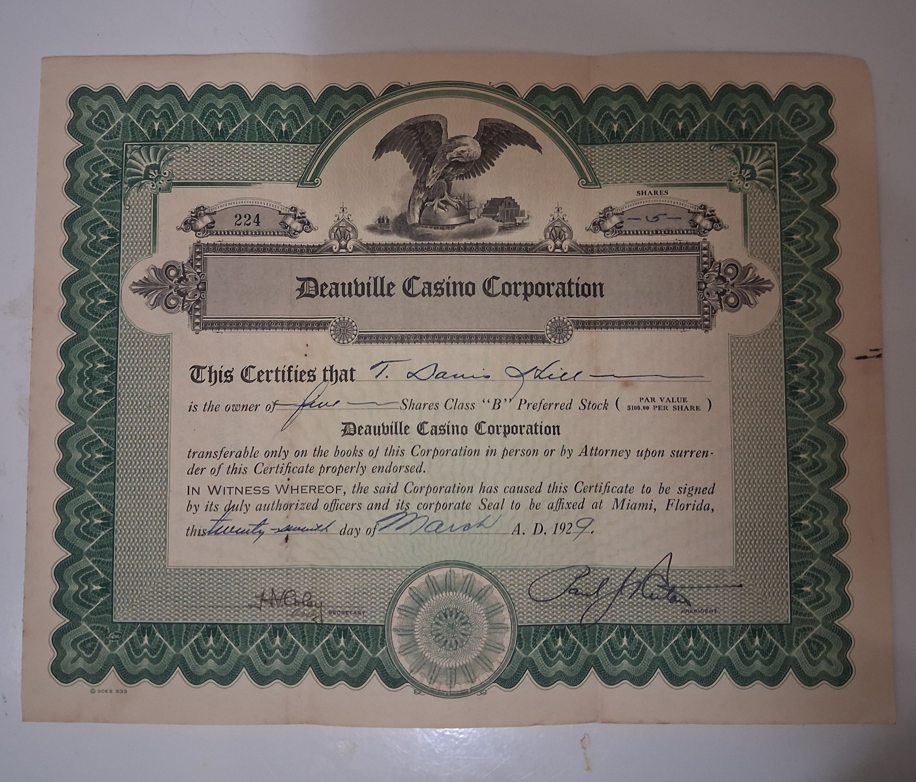 The Walt Disney Company Certificate of Stock — ScripoTime