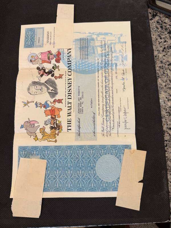 The Walt Disney Company Certificate of Stock — ScripoTime